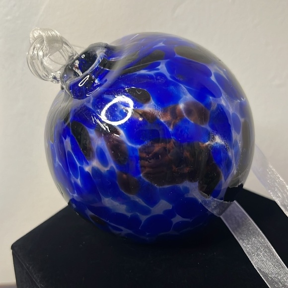 Handblown Blue & Purple Splatter Glass Orb Bud Vase Window Ornament Sun Catcher - Picture 4 of 5
